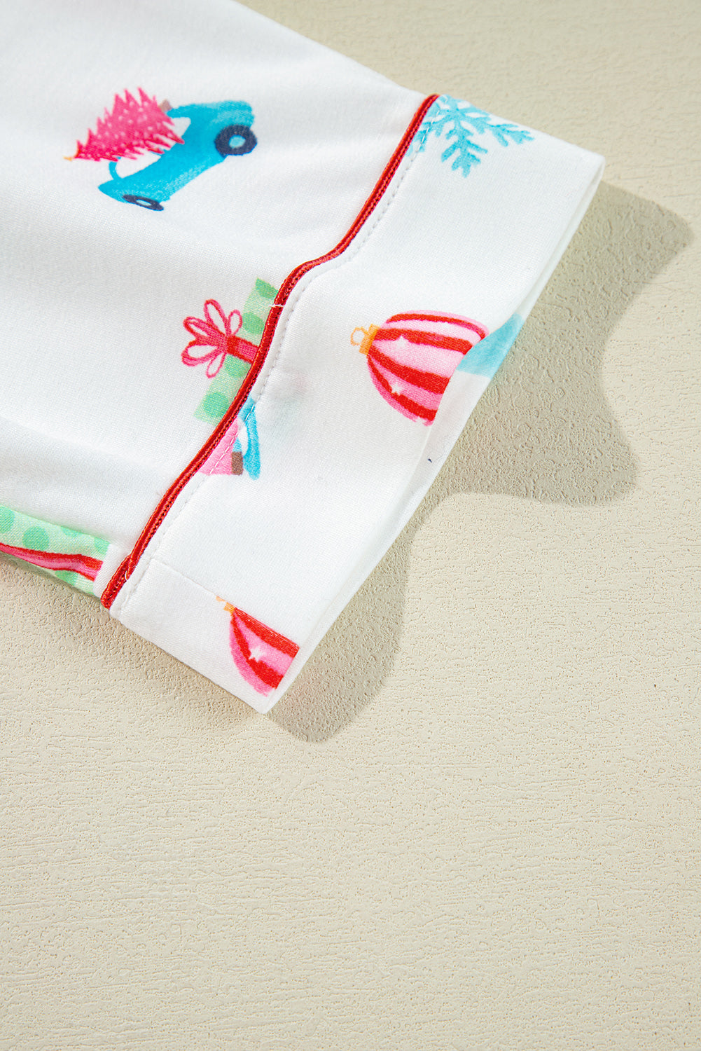 White Christmas Print Short Sleeve Shirt and Shorts Pajama Set - Glimmer Road
