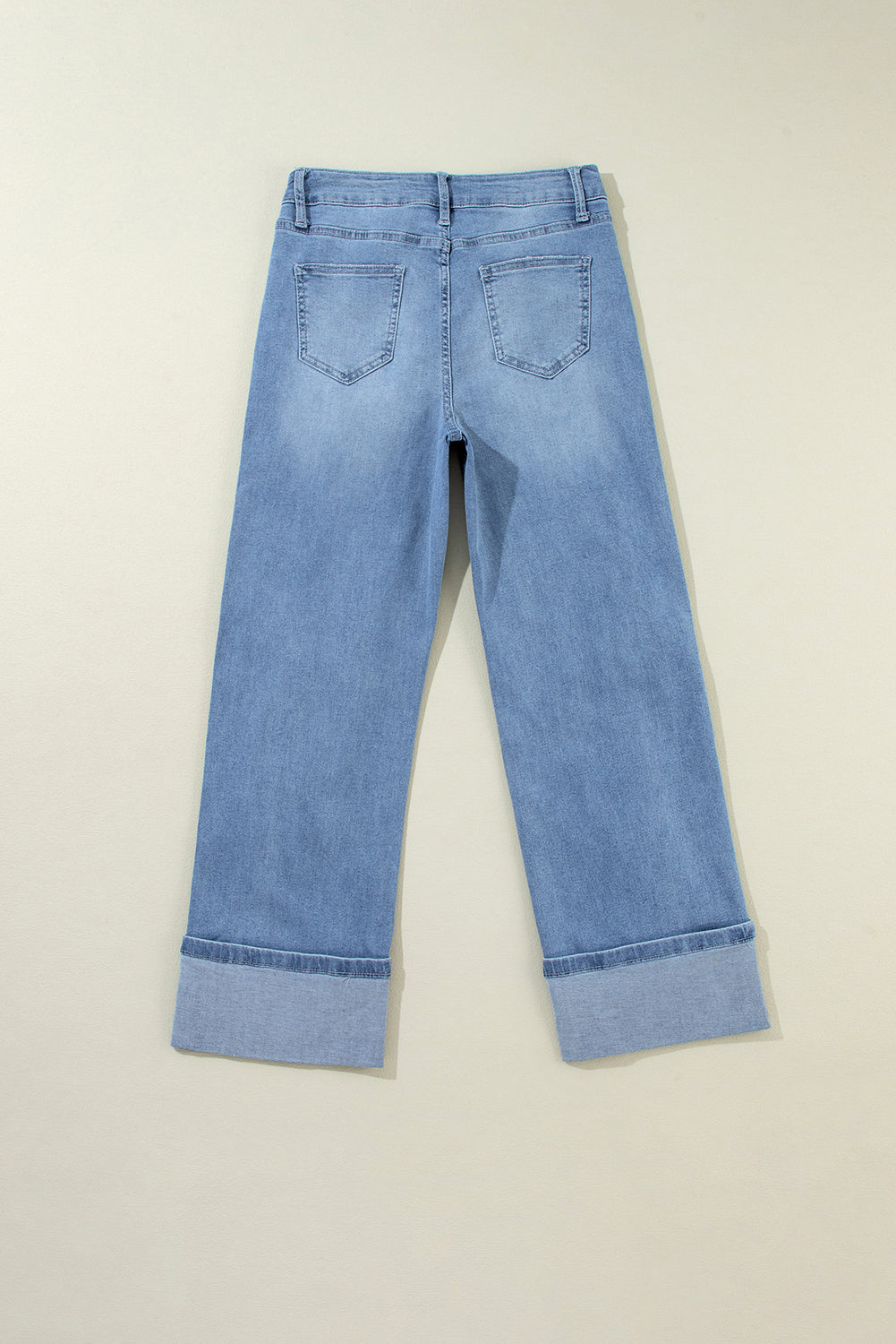 Dusk Blue High Rise Asymmetric Button Zip Fly Ripped Jeans - Glimmer Road