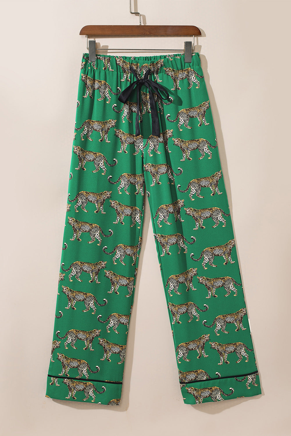 Green Cheetah Print Short Sleeve Shirt and Pants Pajama Set - Glimmer Road