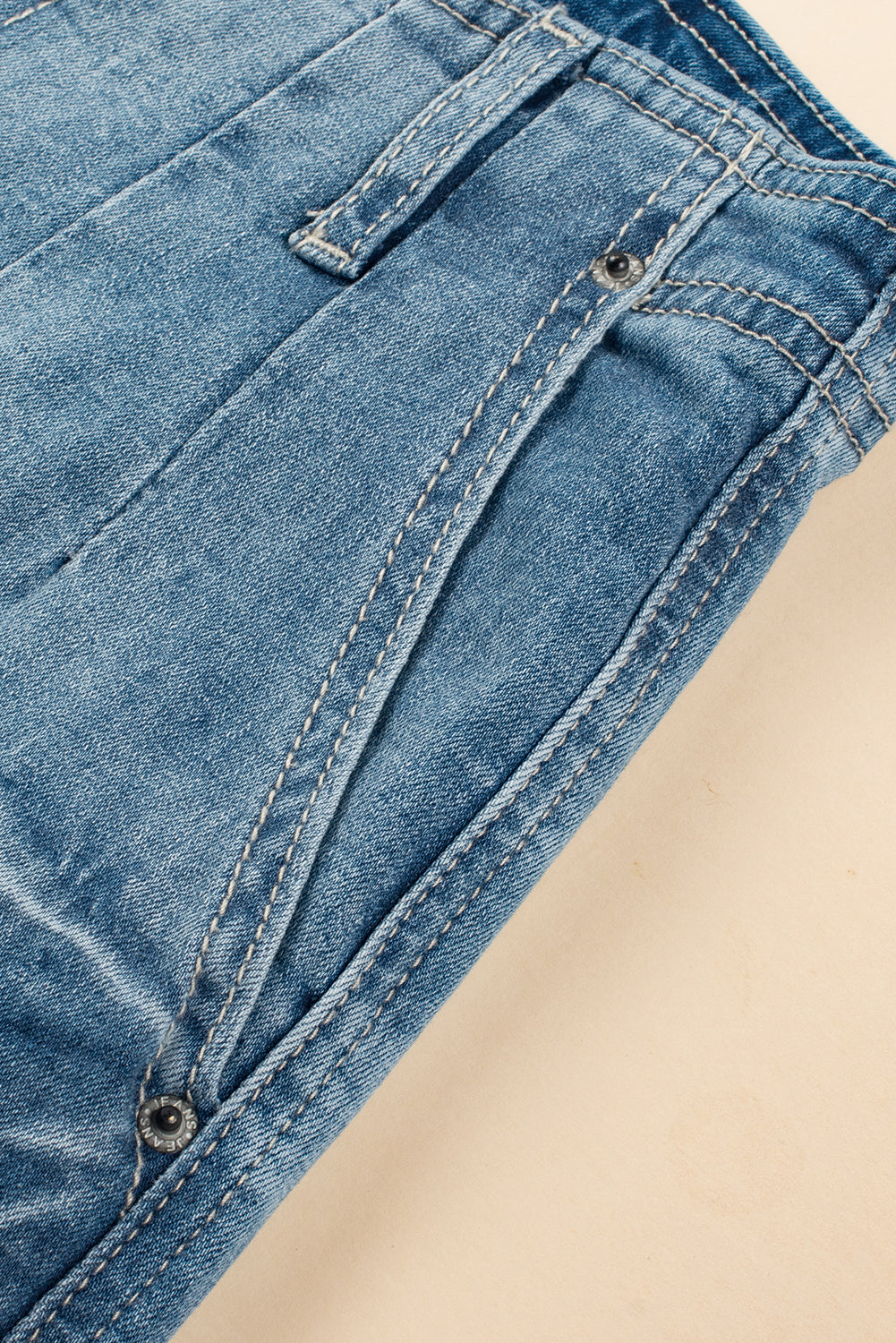 Dusk Blue Multi Buttons Medium Wash Straight Loose Leg Jeans - Glimmer Road
