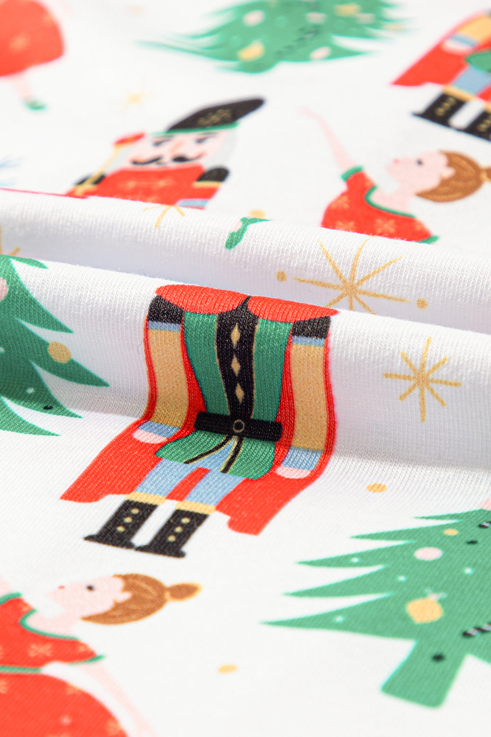 White Printed Christmas Pattern Buttoned Two Piece Sleepwear - Glimmer Road