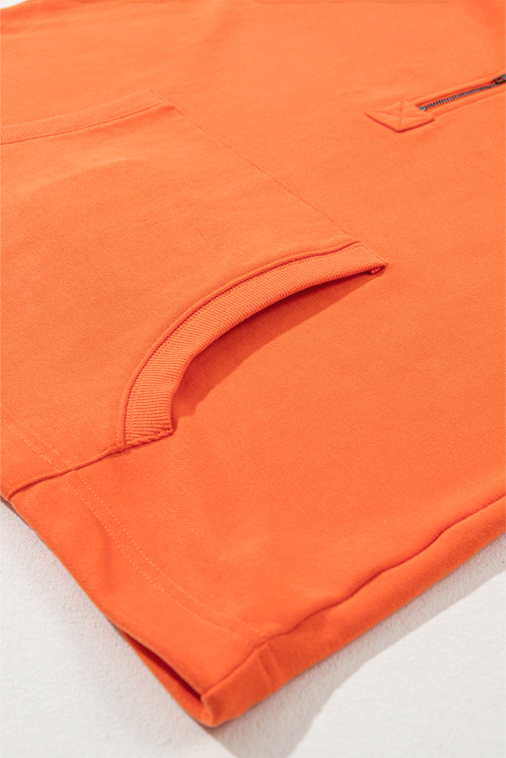 Orange Solid Kangaroo Pocket Half Zipper Oversized Hoodie - Glimmer Road