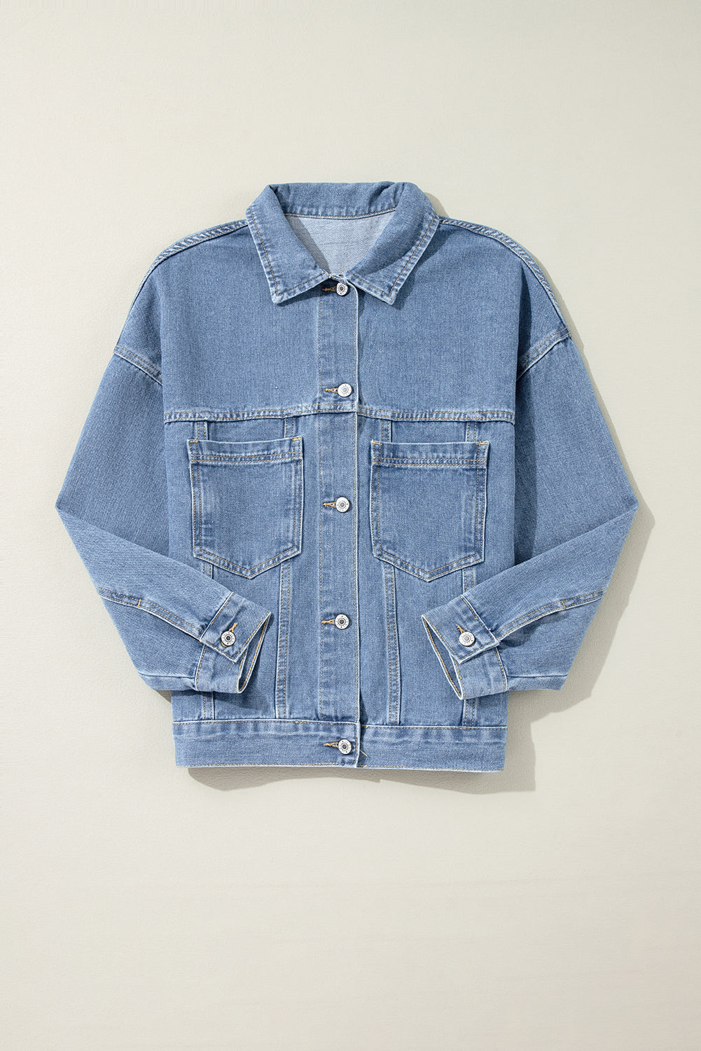 Wild Wind Washed Oversize Pocketed Denim Jacket - Glimmer Road