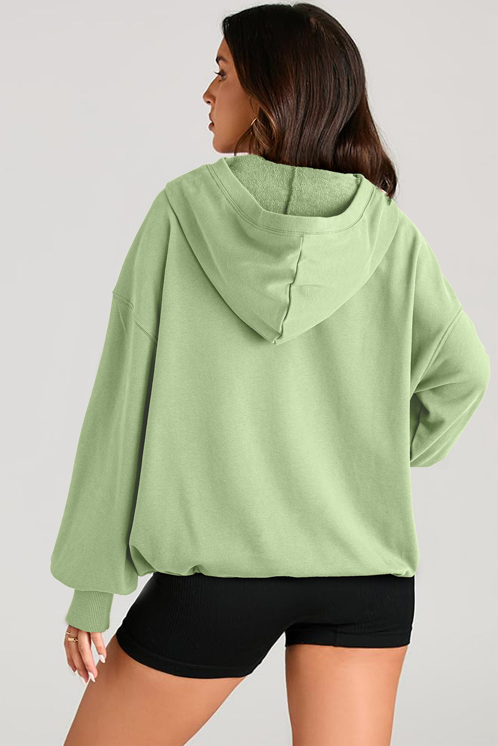 Orange Solid Kangaroo Pocket Half Zipper Oversized Hoodie - Glimmer Road