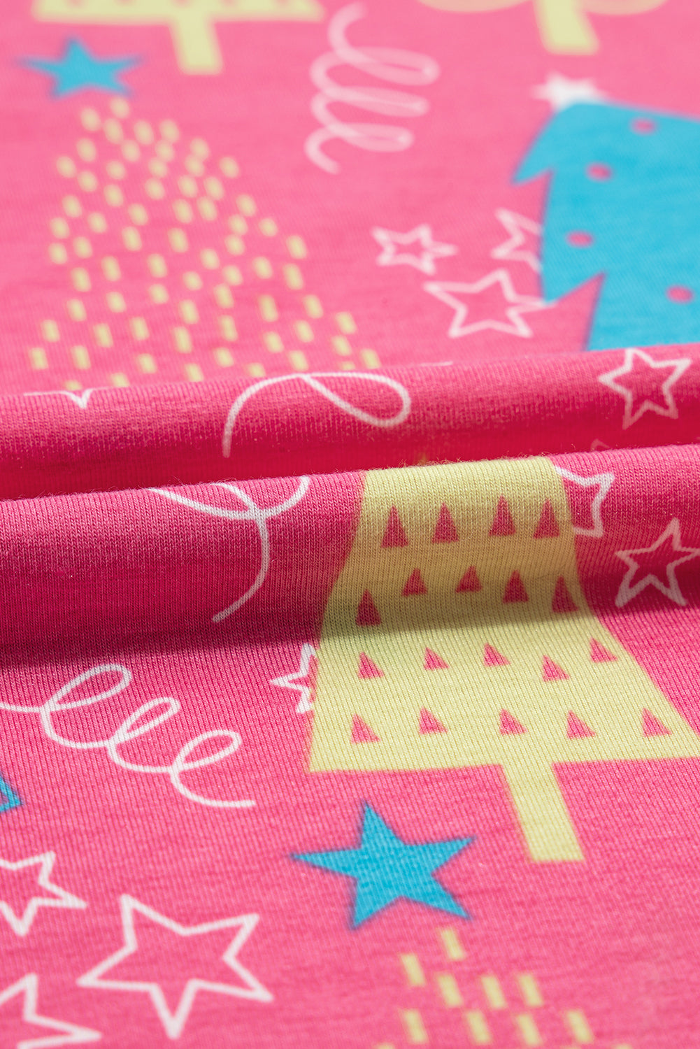 Rose Christmas Tree Print V Neck Tee and Pants Lounge Set - Glimmer Road