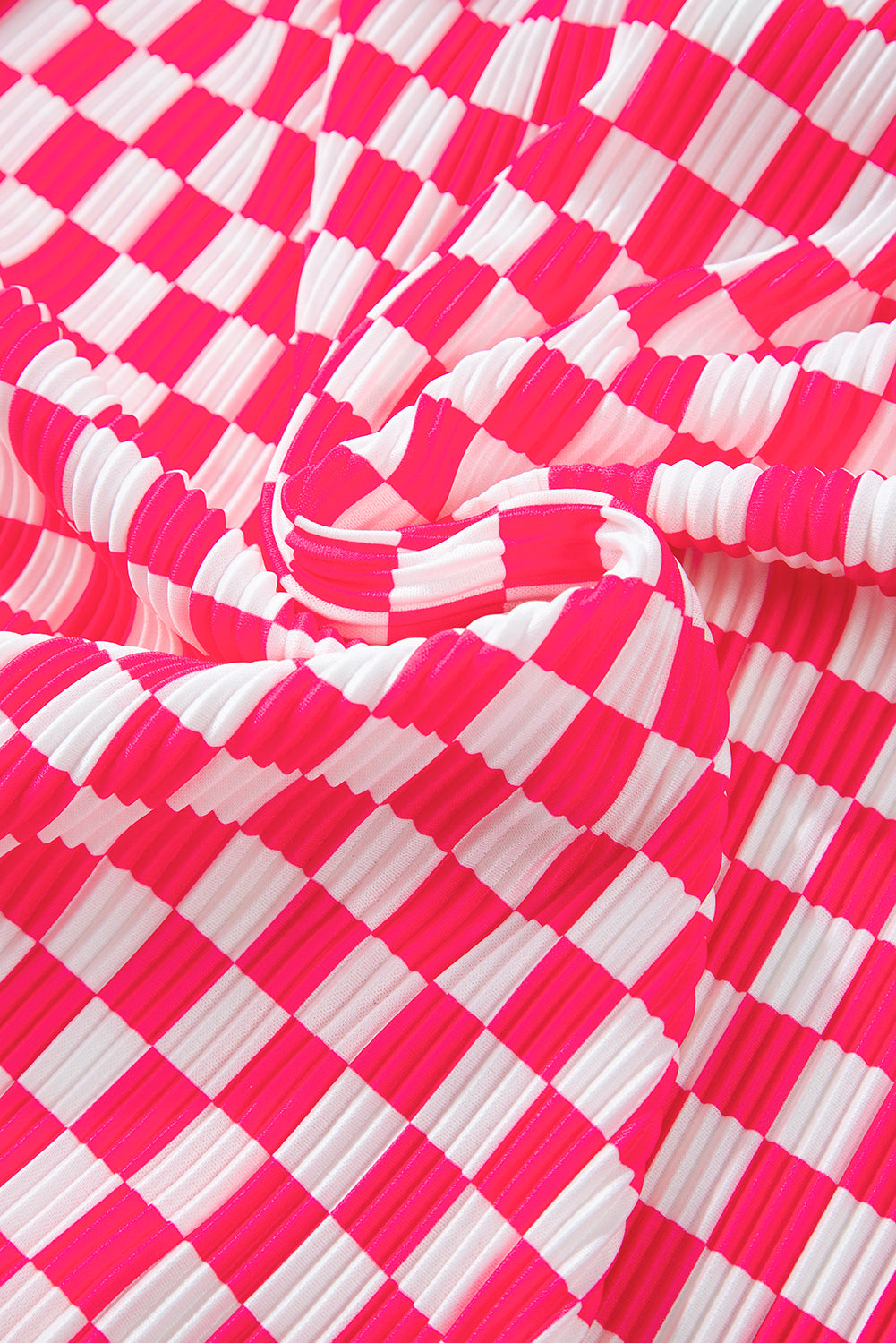 Pink Checkered Buttoned Shirt and High Waist Pants Pajama Set - Glimmer Road