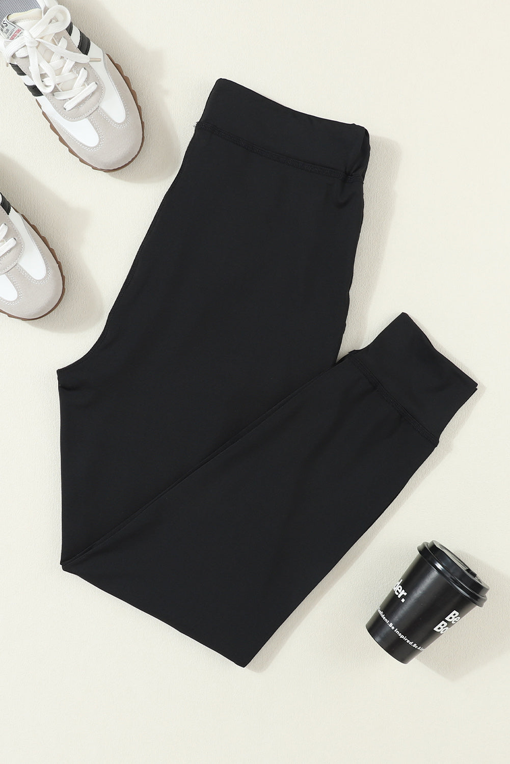Black Drawstring Waist Pocketed Joggers - Glimmer Road