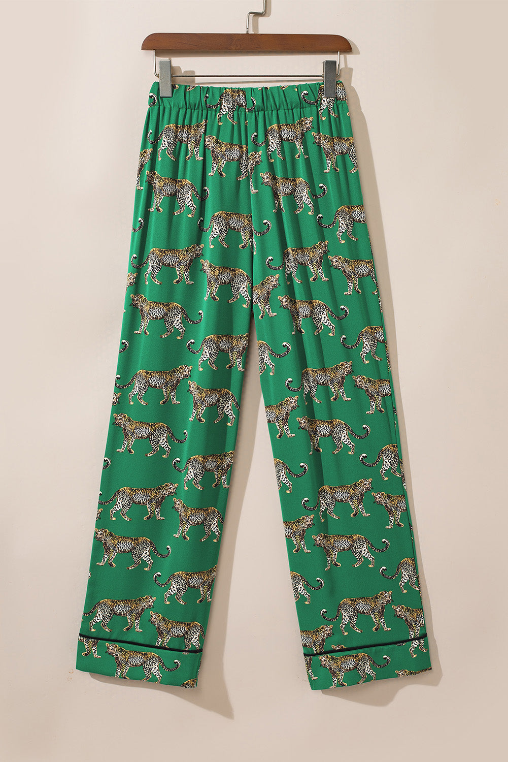 Green Cheetah Print Short Sleeve Shirt and Pants Pajama Set - Glimmer Road