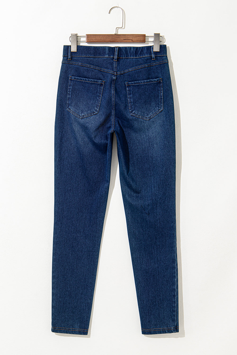 Ashleigh Blue Multiple Pockets Straight Leg Washed Stretchy Knit Casual Jeans - Glimmer Road