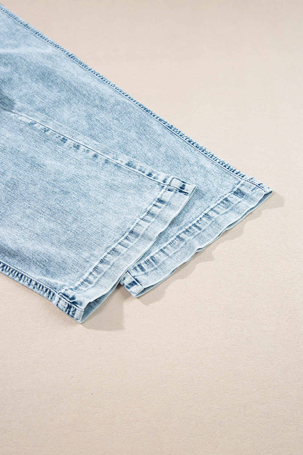 Myosotis Mineral Wash Drawstring Waist Loose Straight Denim Pants - Glimmer Road