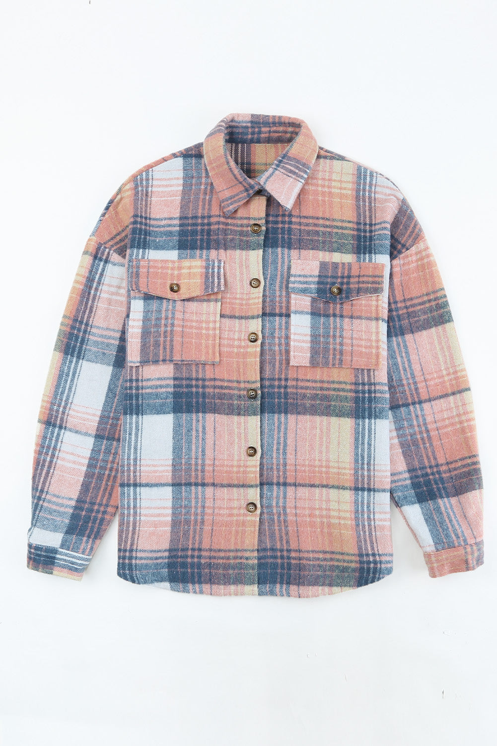 Pink Black/Pink Plaid Flap Pockets Shacket - Glimmer Road