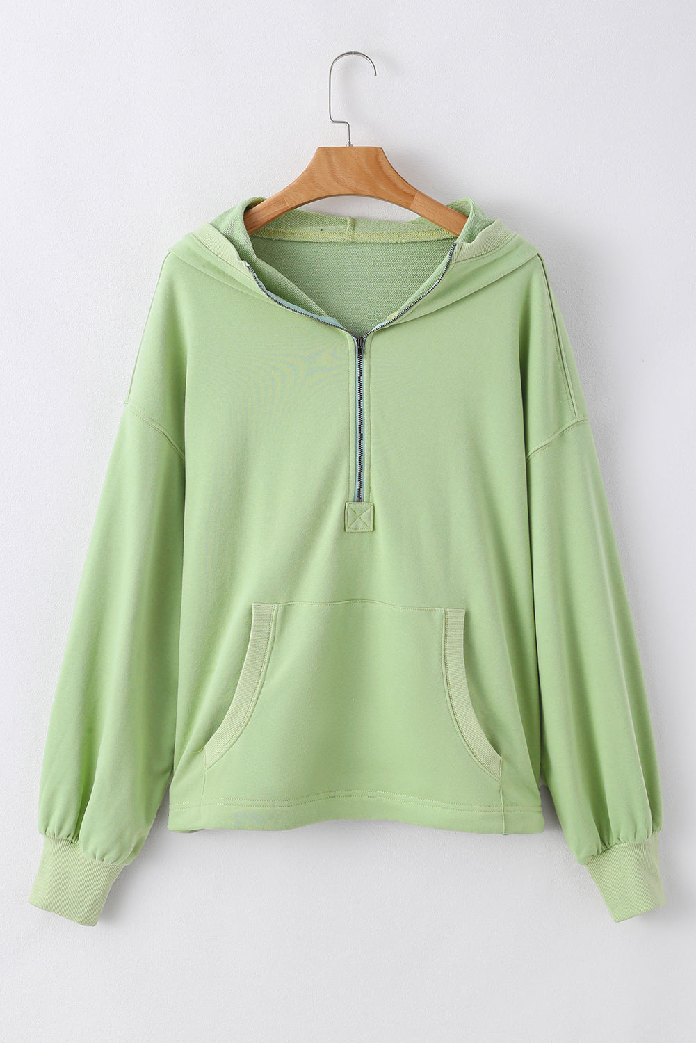 Orange Solid Kangaroo Pocket Half Zipper Oversized Hoodie - Glimmer Road
