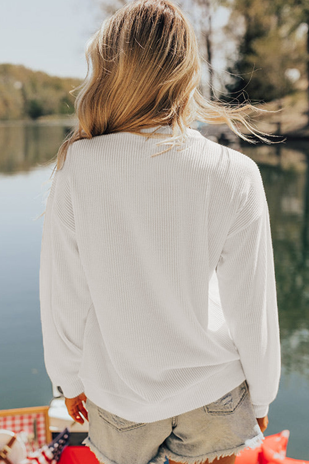 White USA Flag Corded Graphic Sweatshirt - Glimmer Road