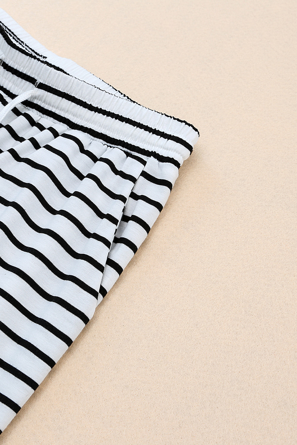 White Drawstring Striped Wide Leg Pants - Glimmer Road