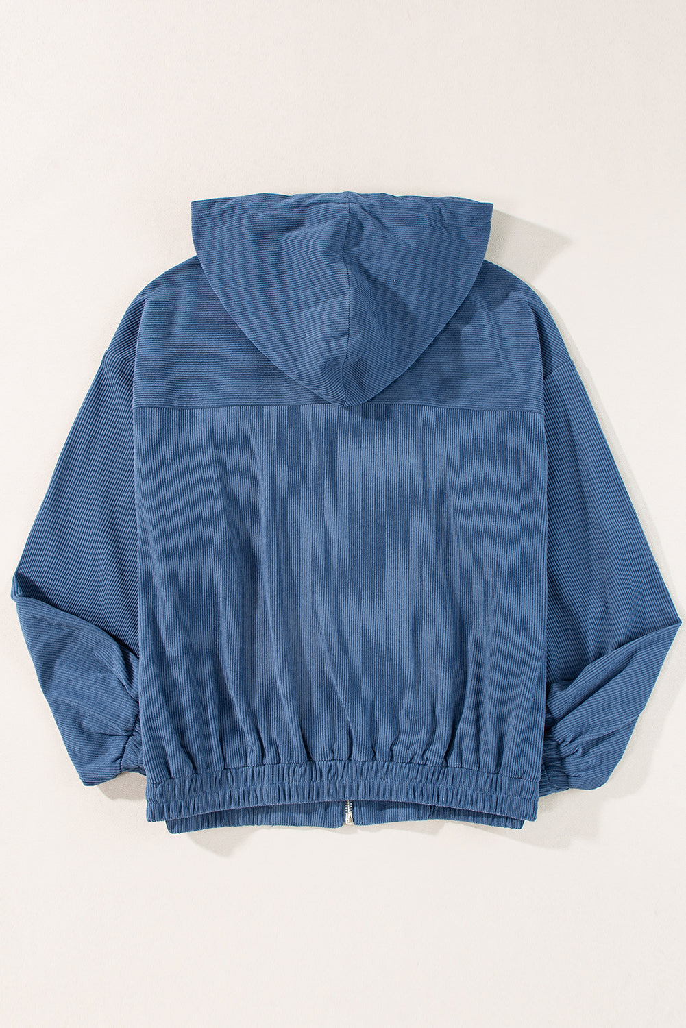 Real Teal Corduroy Drawstring Hooded Pocket Zip Up Jacket - Glimmer Road