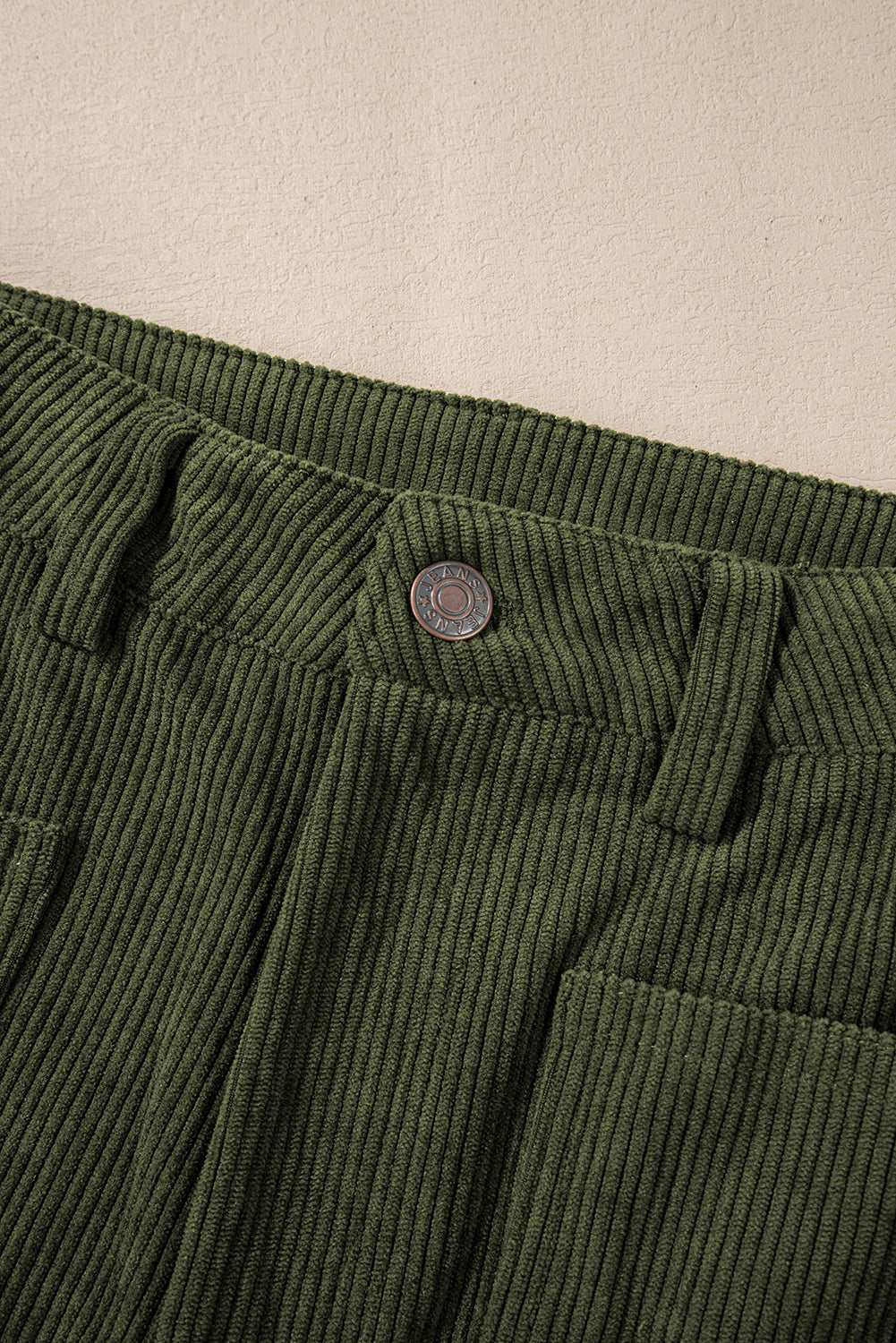 Green High Waist Square Pockets Corduroy Pants - Glimmer Road