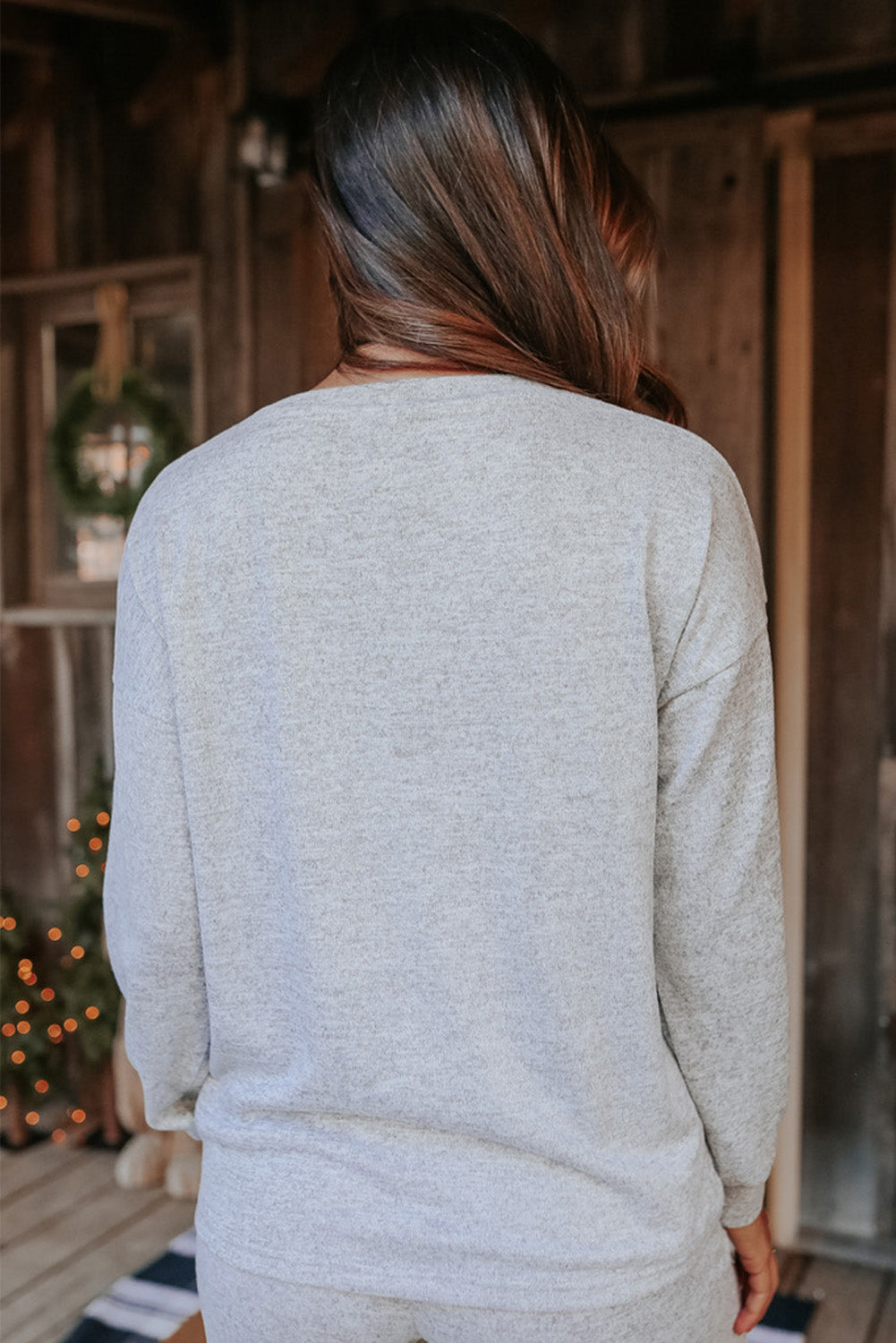 Gray Long Sleeve Pullover and Jogger Pants Lounge Set - Glimmer Road