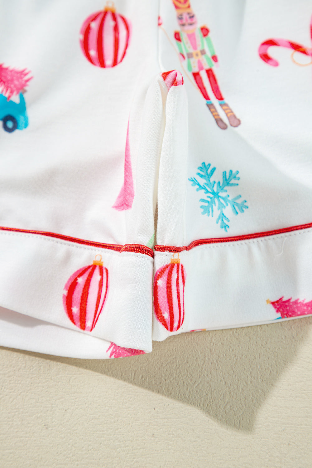 White Christmas Print Short Sleeve Shirt and Shorts Pajama Set - Glimmer Road