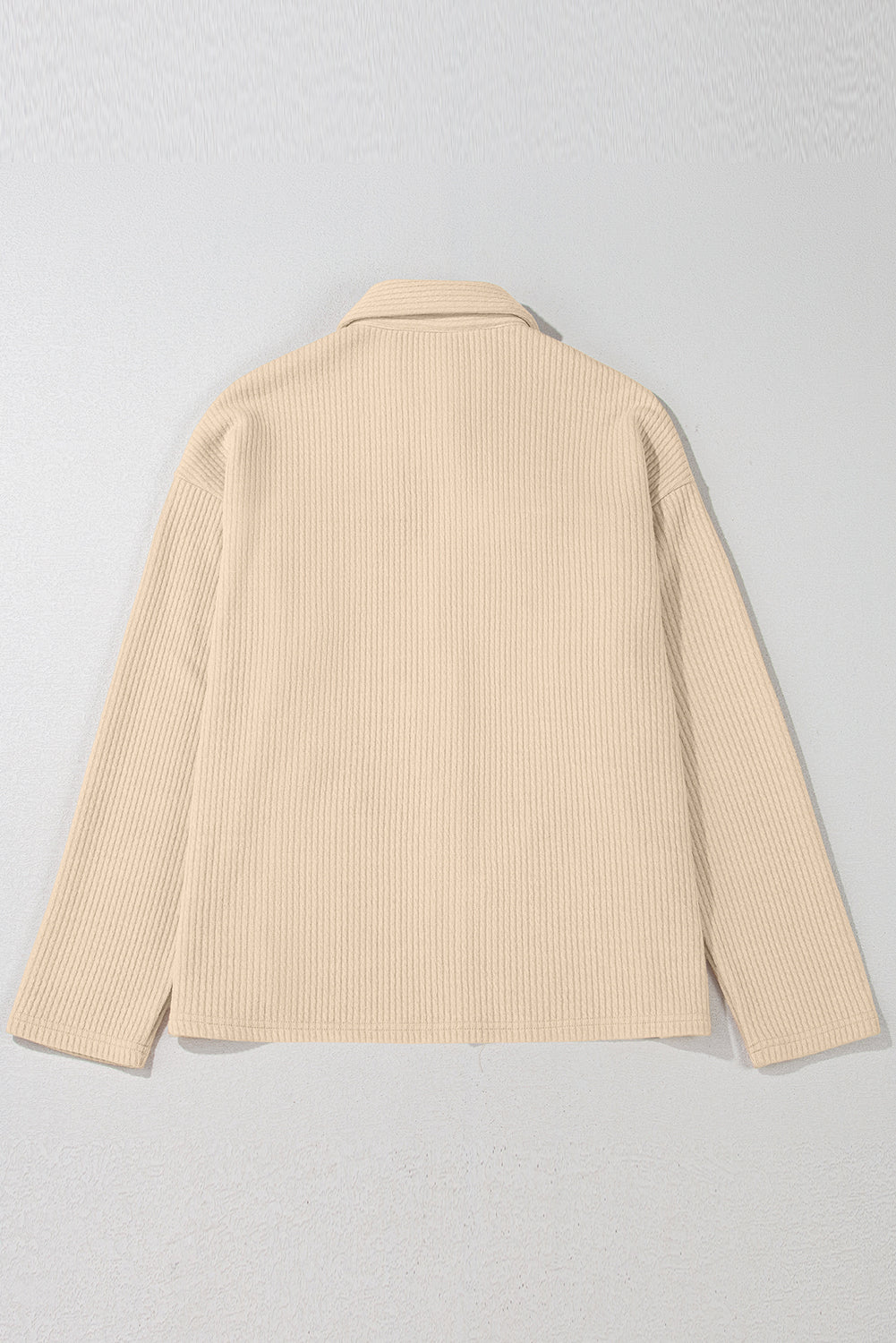 Dark Khaki Solid Color Corduroy Buttoned Long Sleeve Shacket - Glimmer Road