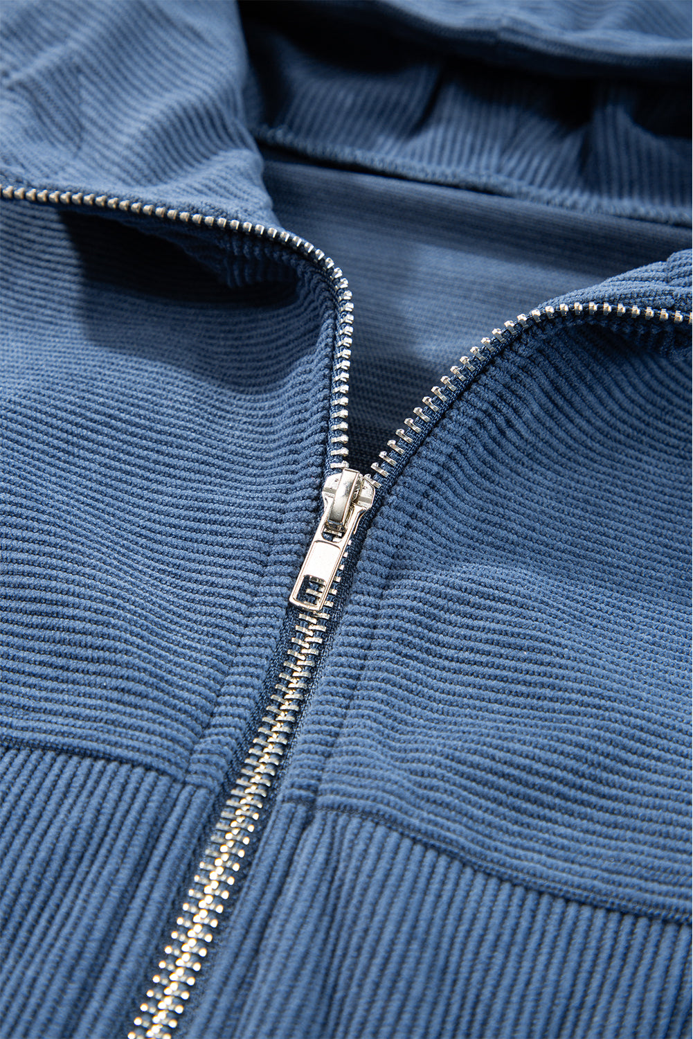 Real Teal Corduroy Drawstring Hooded Pocket Zip Up Jacket - Glimmer Road