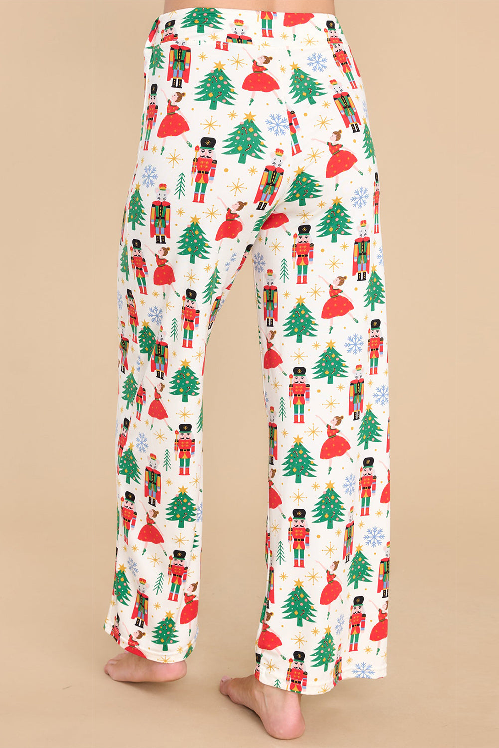 White Printed Christmas Pattern Buttoned Two Piece Sleepwear - Glimmer Road