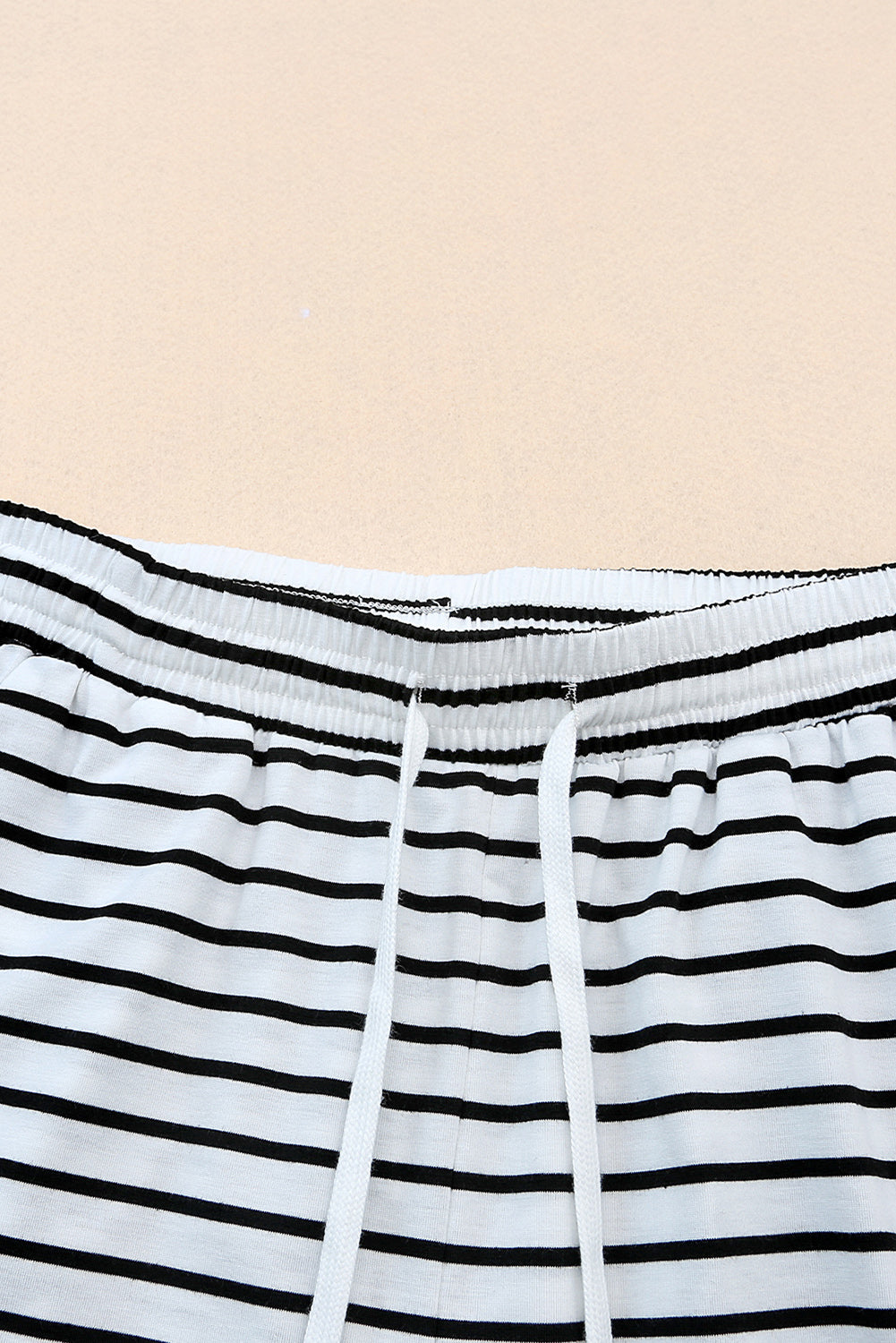 White Drawstring Striped Wide Leg Pants - Glimmer Road