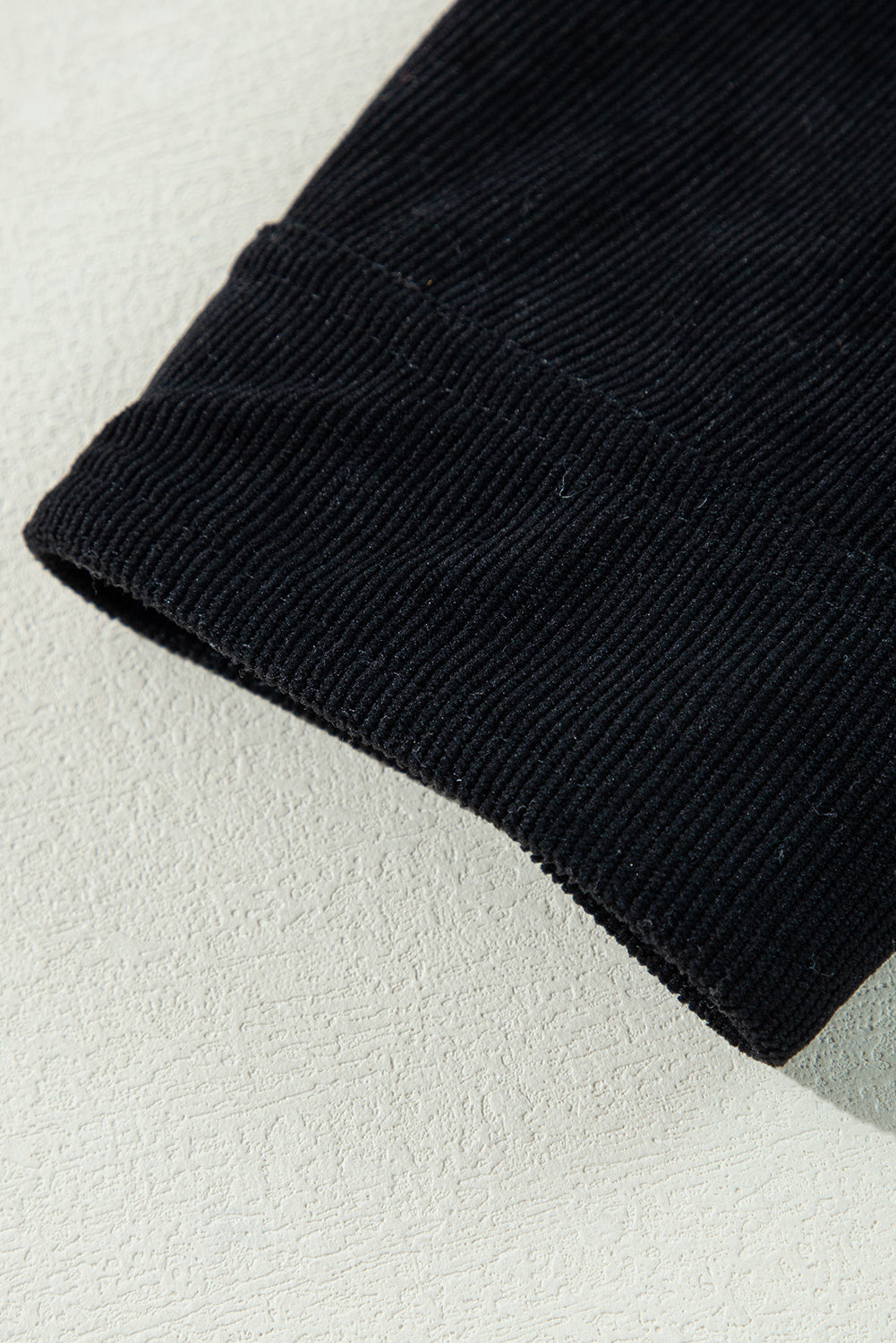 Black Fleece Lined Button-up Collared Corduroy Crop Jacket - Glimmer Road