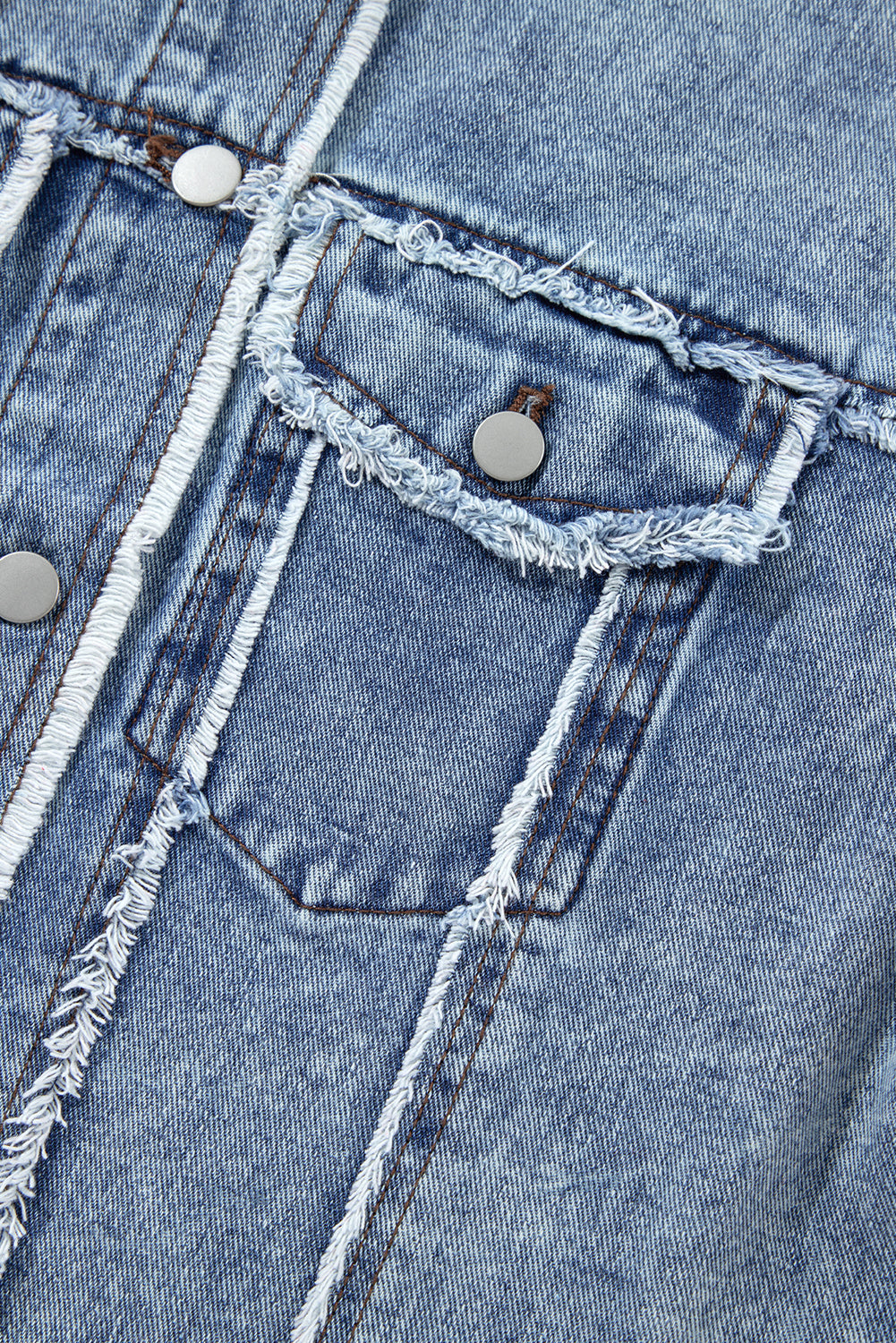 Beau Blue Plaid Print Patchwork Hooded Raw Hem Denim Jacket - Glimmer Road