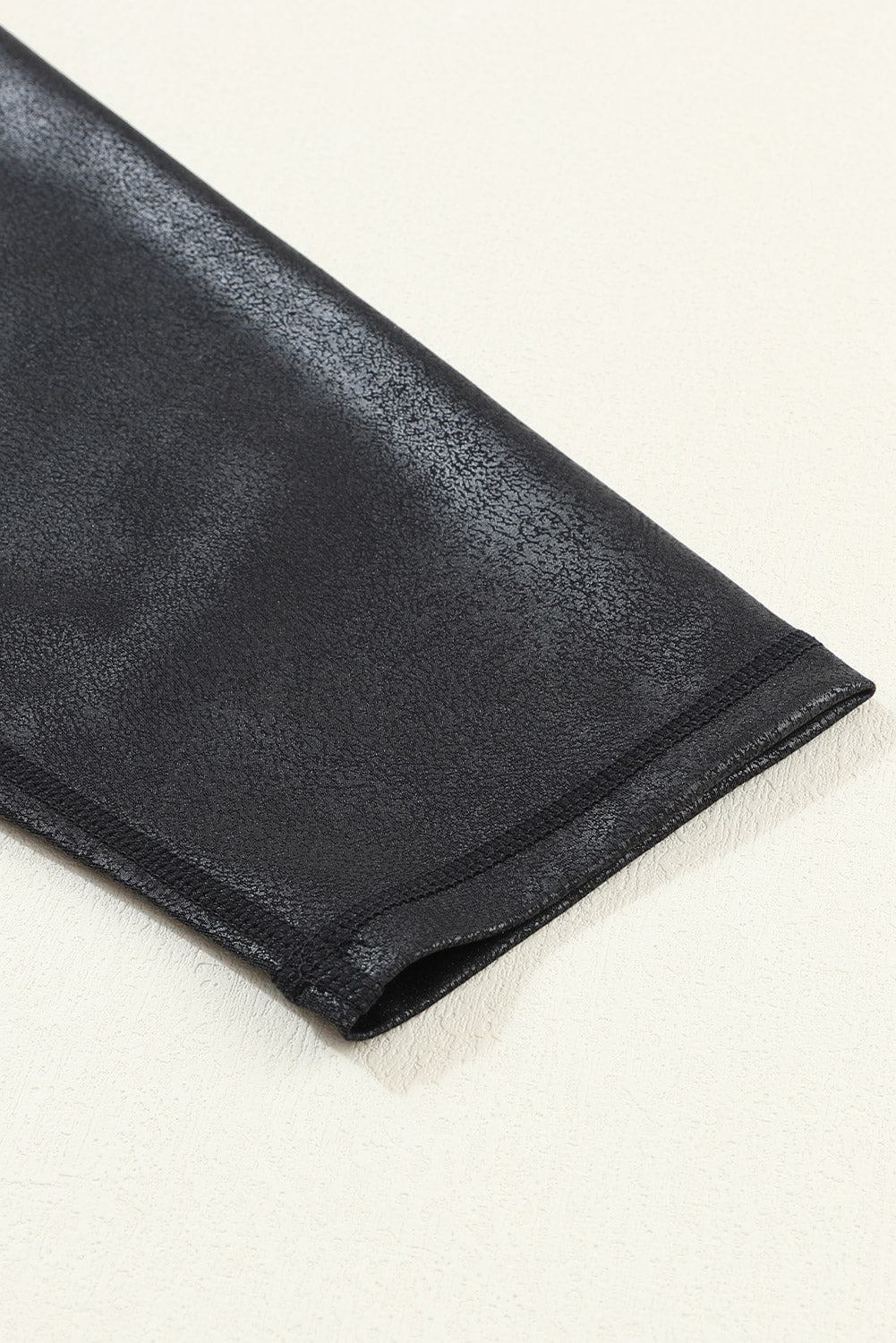 Black Crossed Dip Waist Sleek Leather Leggings - Glimmer Road