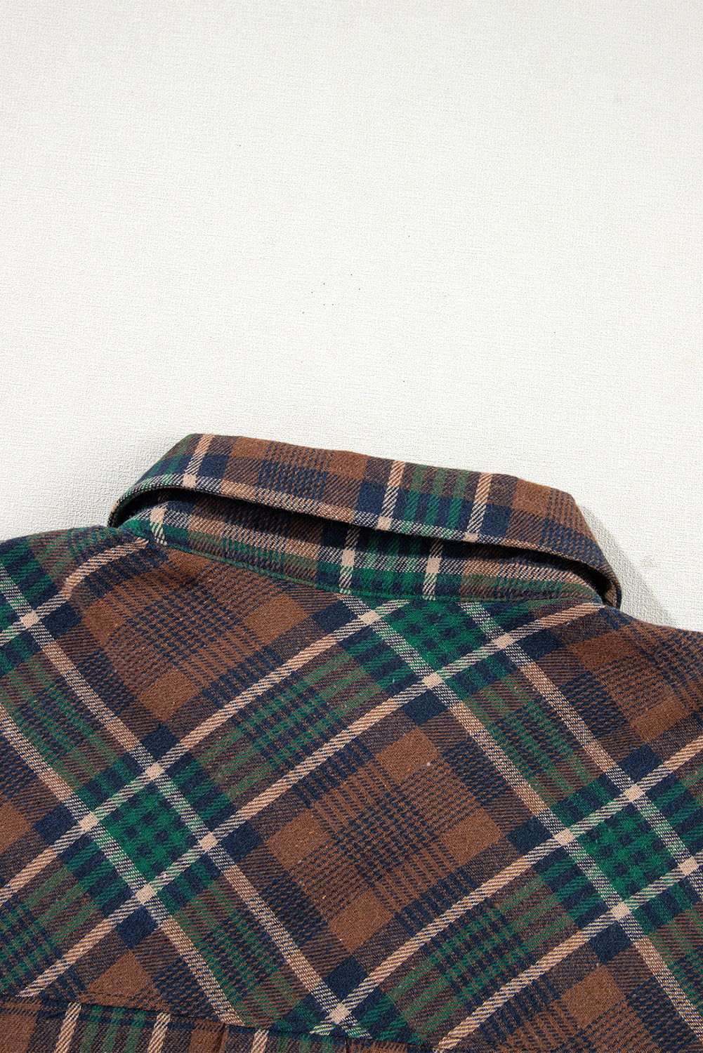 Brown Plaid Print Chest Pockets Buttoned Shirt Jacket - Glimmer Road