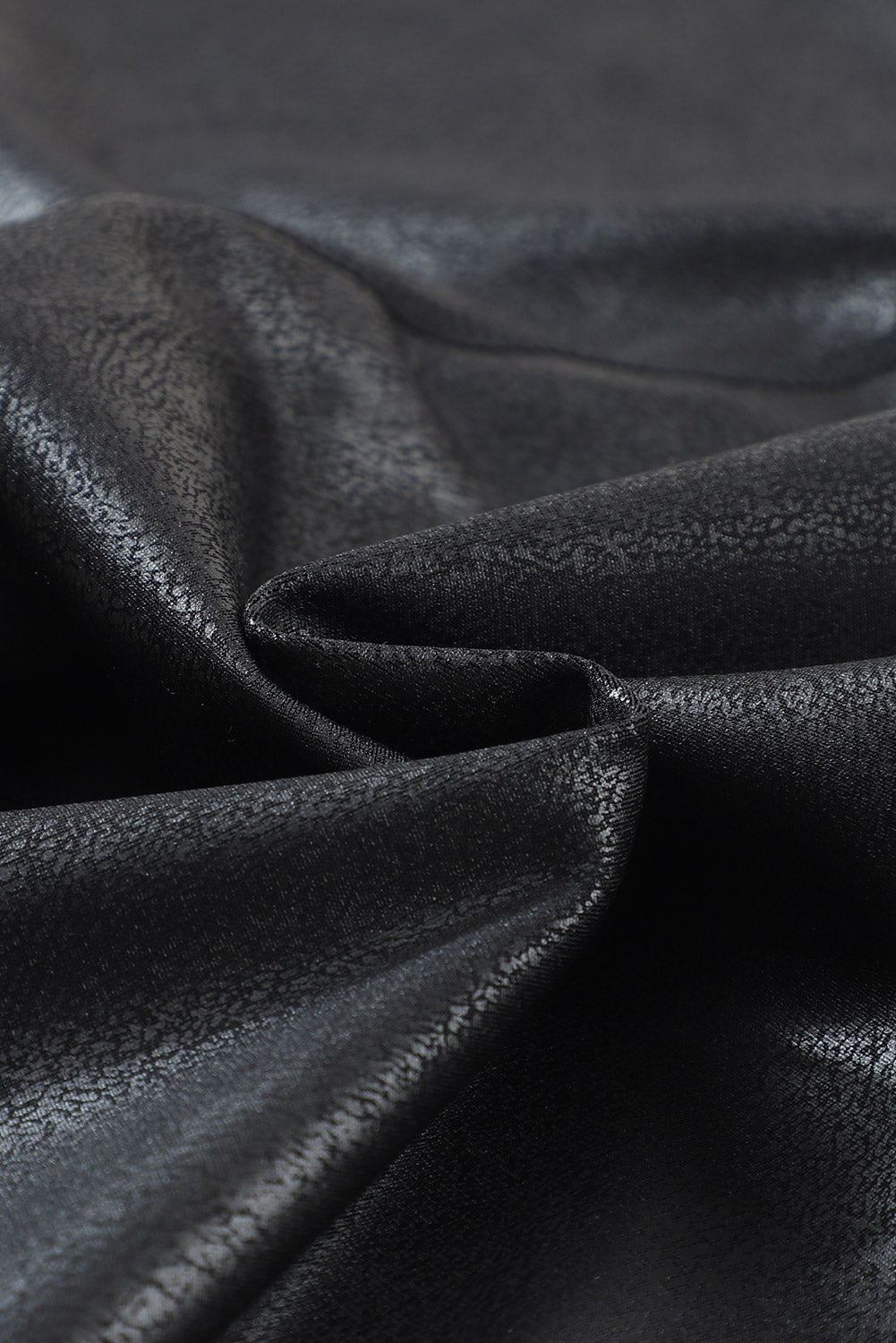 Black Crossed Dip Waist Sleek Leather Leggings - Glimmer Road