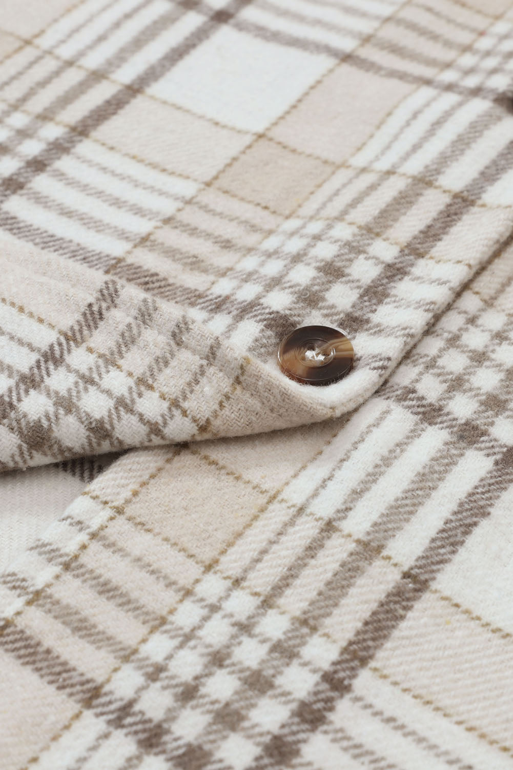 Khaki Plaid Removable Hood Buttoned Shacket - Glimmer Road