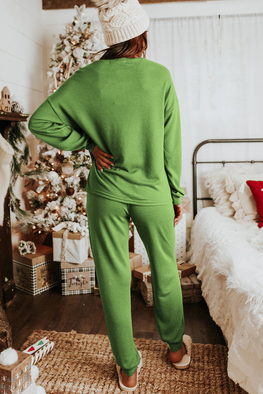 Gray Long Sleeve Pullover and Jogger Pants Lounge Set - Glimmer Road
