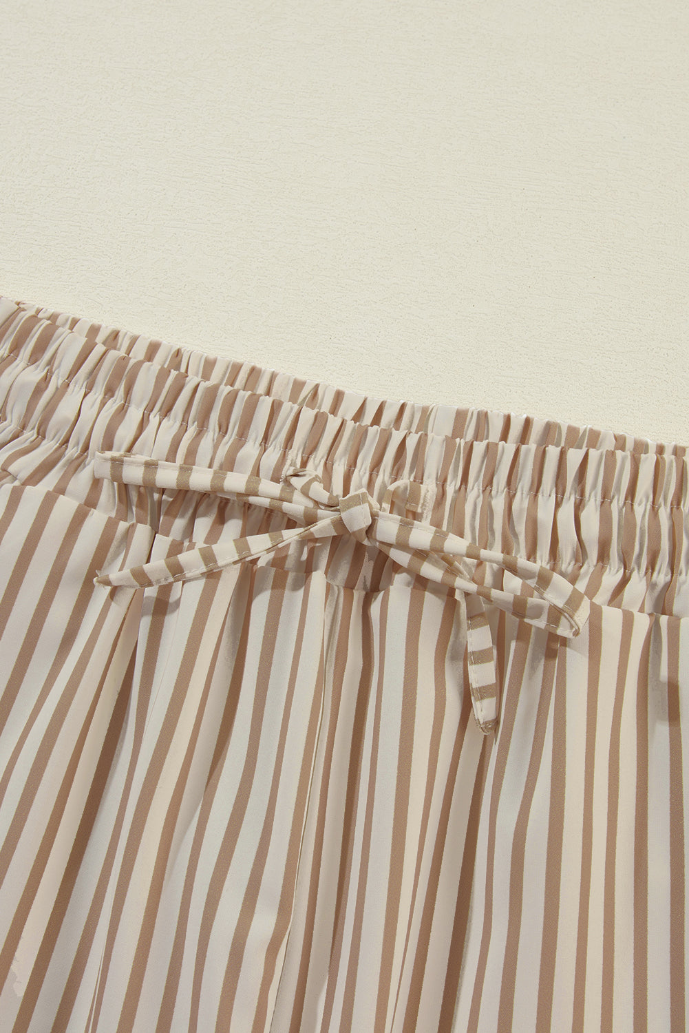 Khaki Stripe Print Wide Leg Drawstring Pants - Glimmer Road