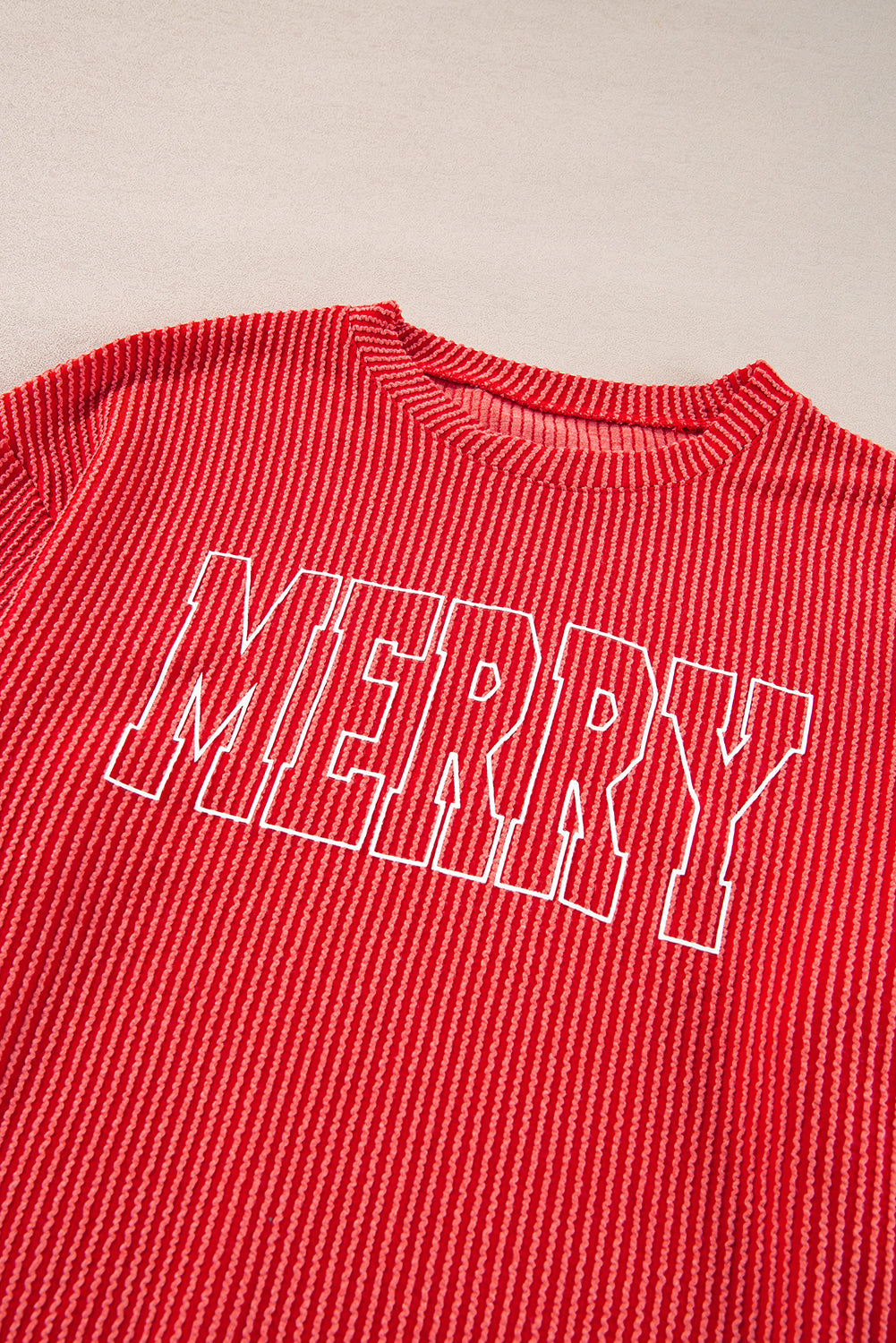 Racing Red Corded MERRY Graphic Long Sleeve Top and Shorts Set - Glimmer Road