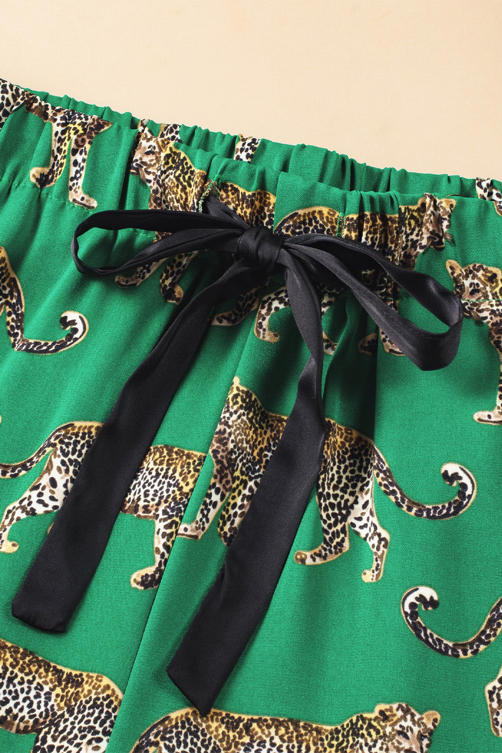 Green Cheetah Print Short Sleeve Shirt and Pants Pajama Set - Glimmer Road