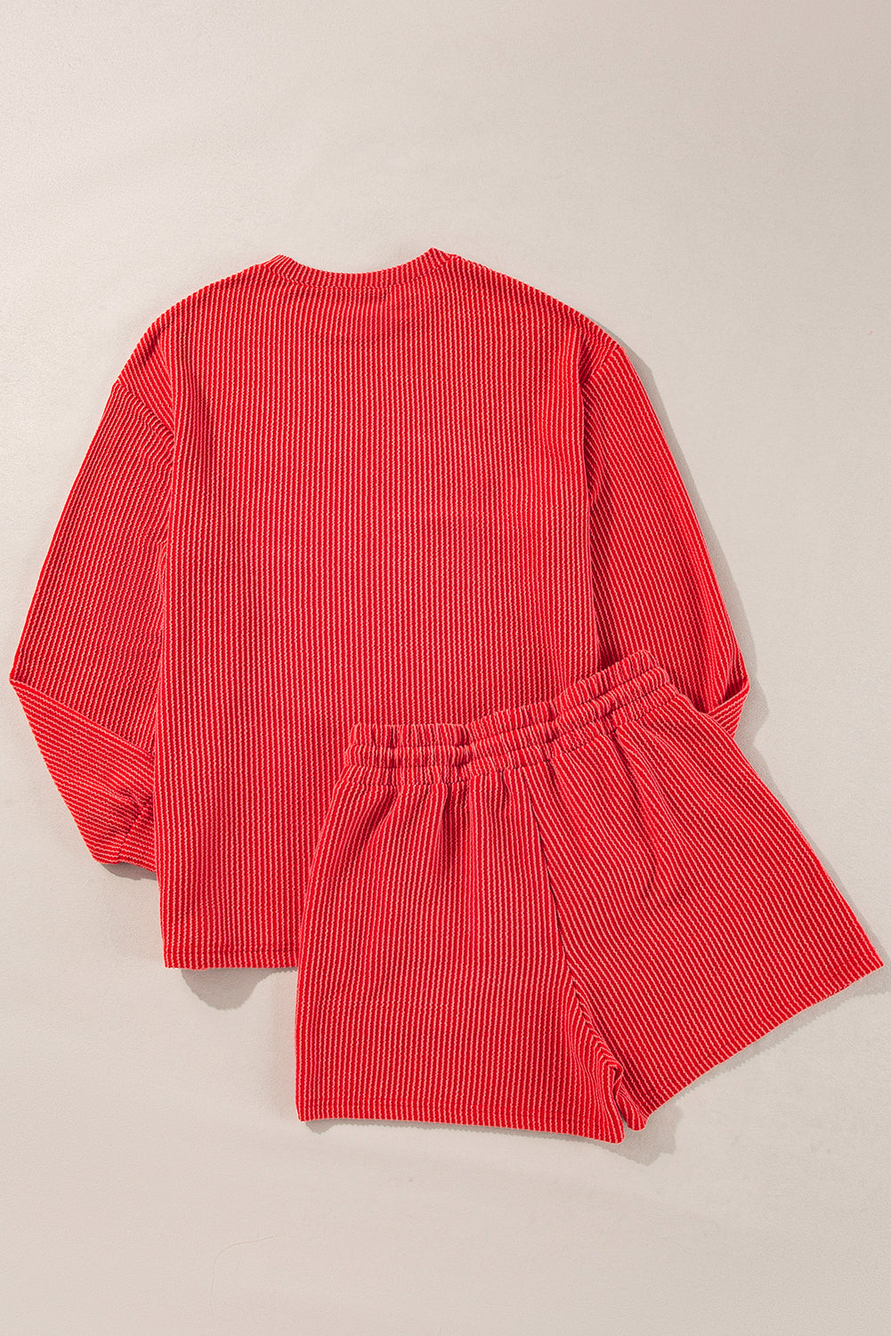 Racing Red Corded MERRY Graphic Long Sleeve Top and Shorts Set - Glimmer Road