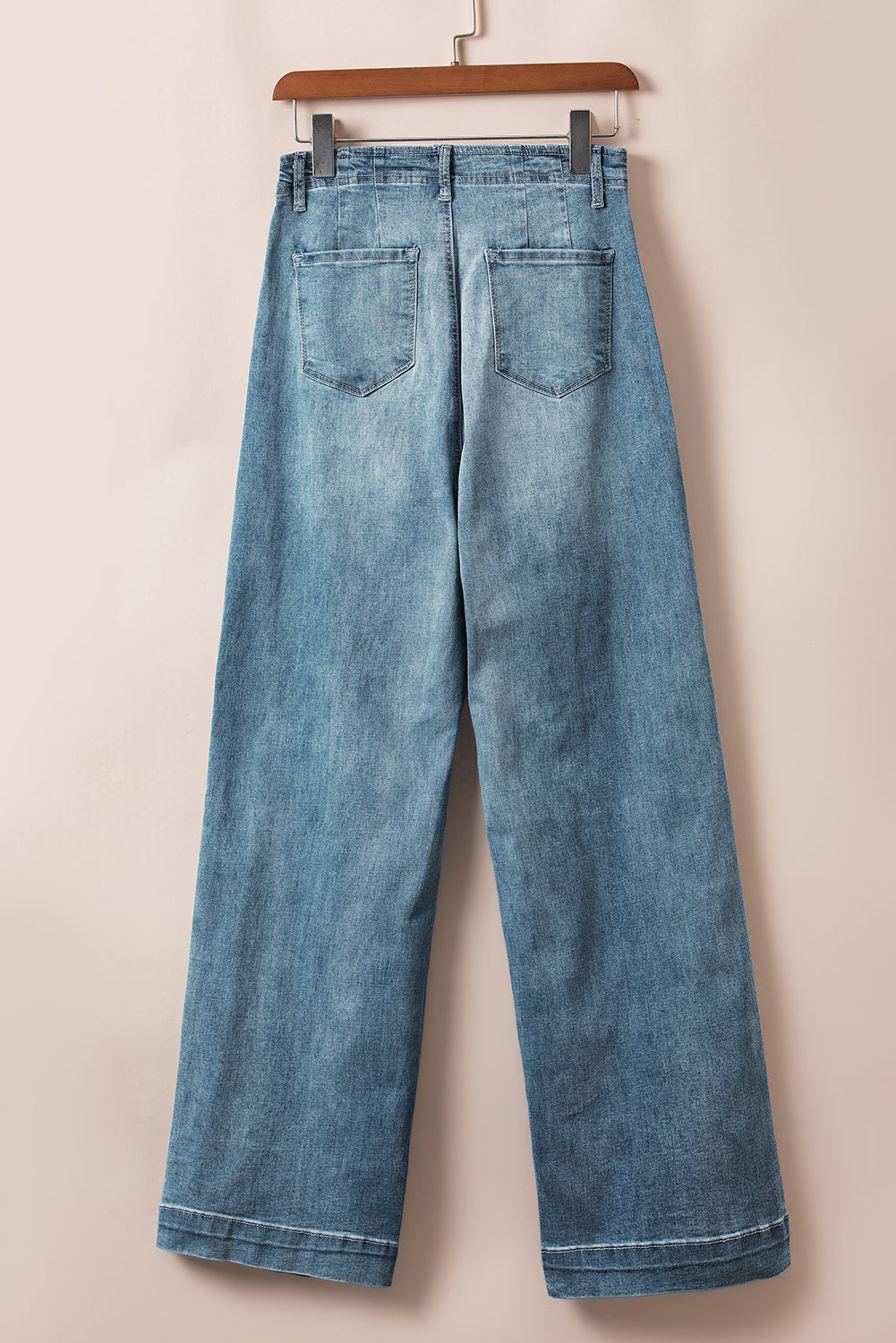 Dusk Blue Multi Buttons Medium Wash Straight Loose Leg Jeans - Glimmer Road