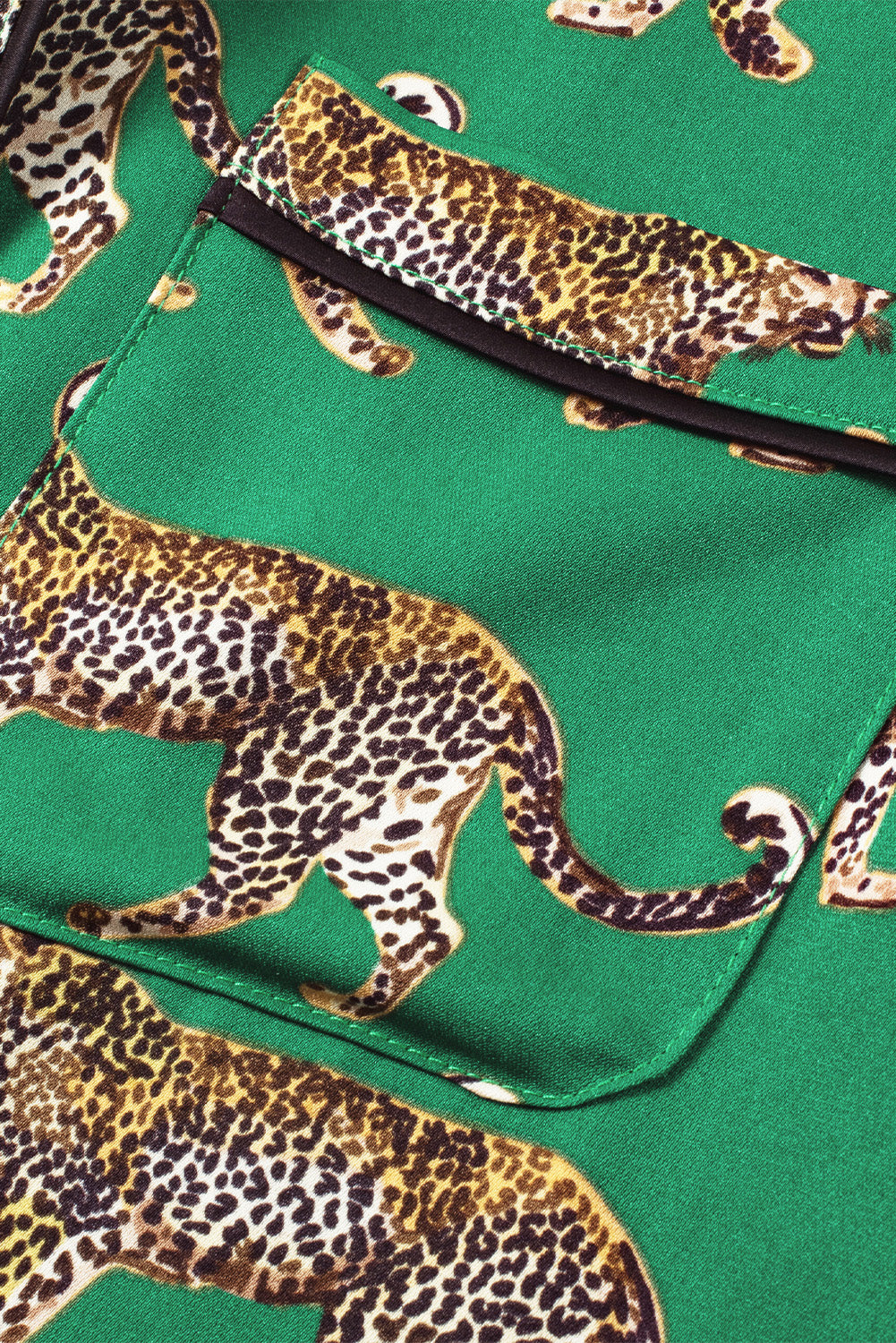 Green Cheetah Print Short Sleeve Shirt and Pants Pajama Set - Glimmer Road