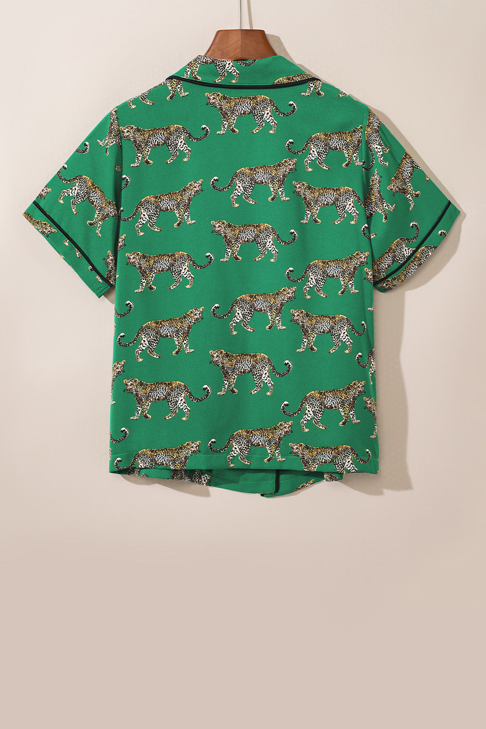 Green Cheetah Print Short Sleeve Shirt and Pants Pajama Set - Glimmer Road