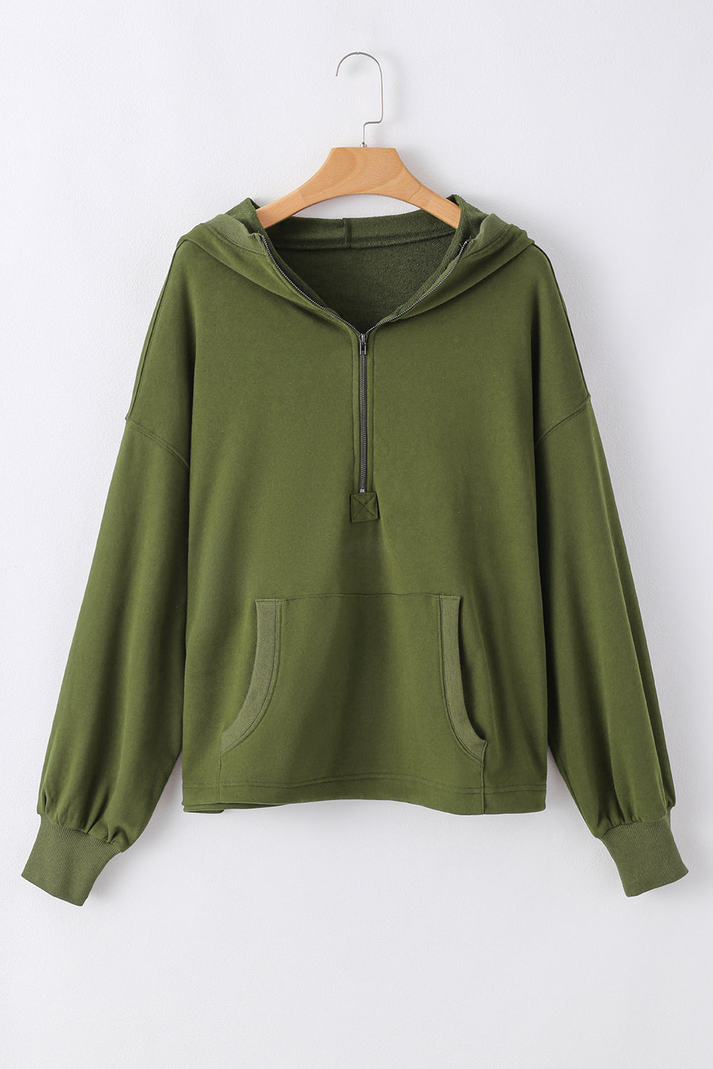 Orange Solid Kangaroo Pocket Half Zipper Oversized Hoodie - Glimmer Road