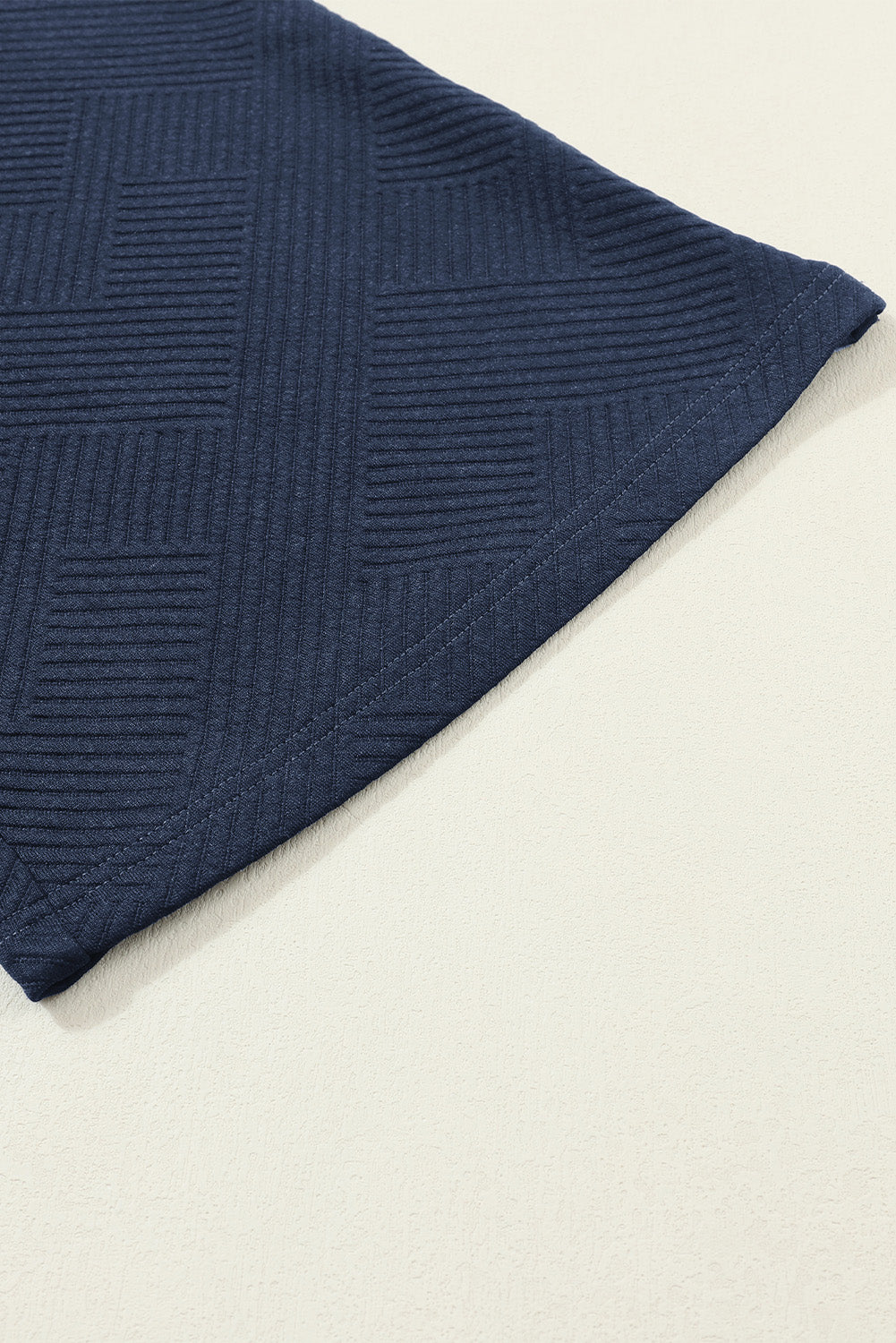 Navy Blue Textured Loose Fit T Shirt and Drawstring Pants Set - Glimmer Road