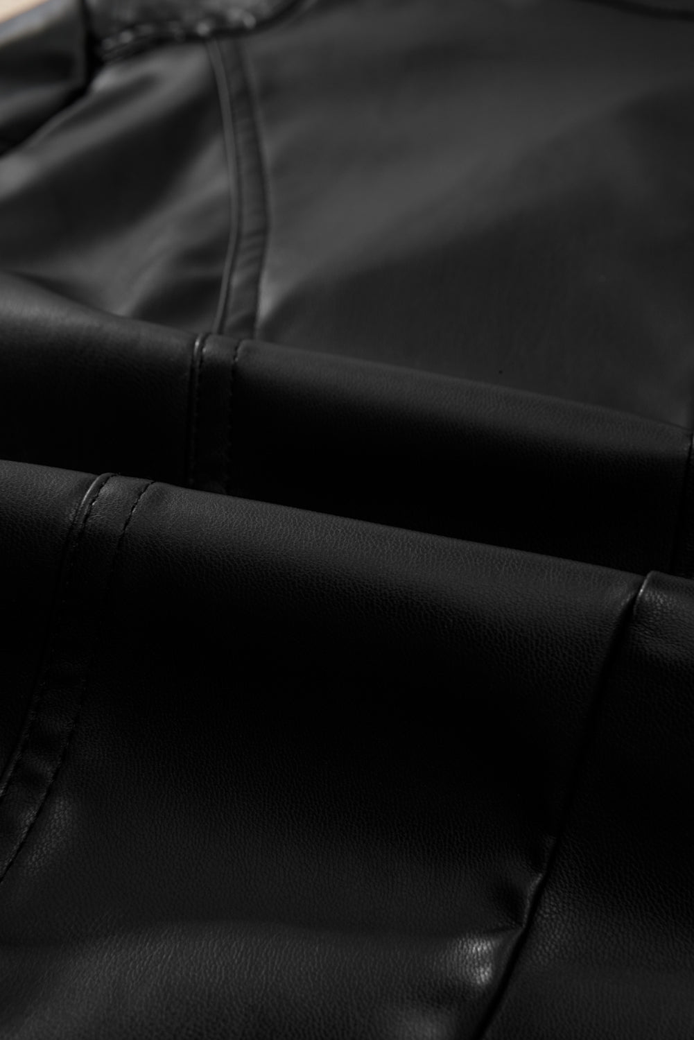 Black Solid Faux Leather Zipper Slim Fit Bomber Jacket - Glimmer Road
