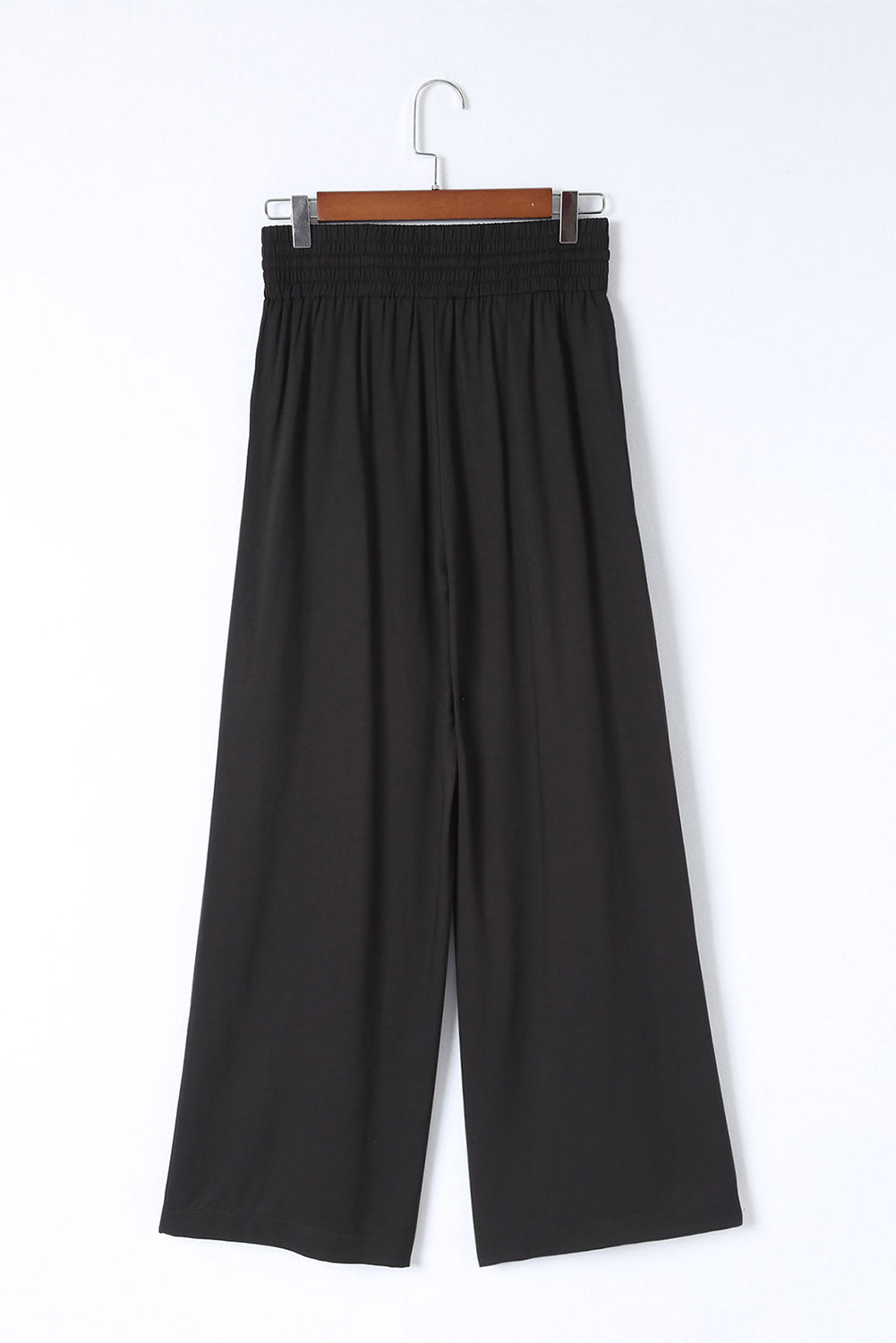 Black Drawstring Elastic Waist Casual Wide Leg Pants - Glimmer Road