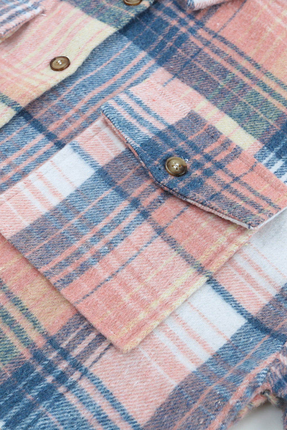 Pink Black/Pink Plaid Flap Pockets Shacket - Glimmer Road