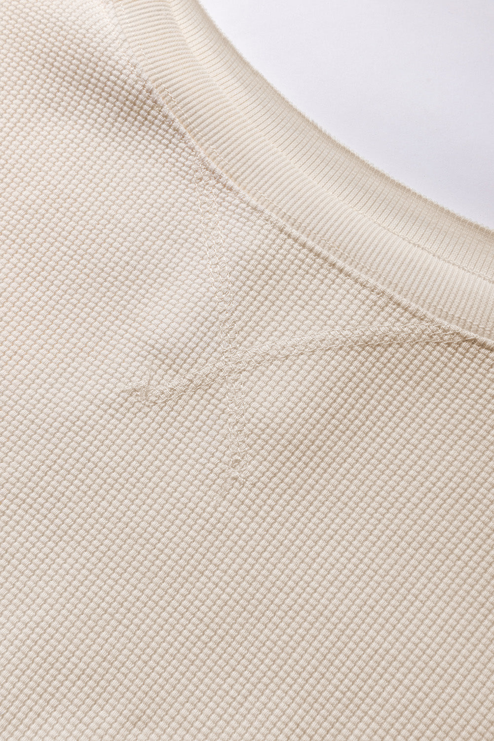 White Waffle Knit Bishop Sleeve Split Oversized Sweatshirt - Glimmer Road