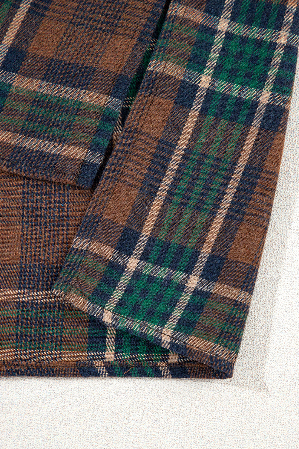 Brown Plaid Print Chest Pockets Buttoned Shirt Jacket - Glimmer Road