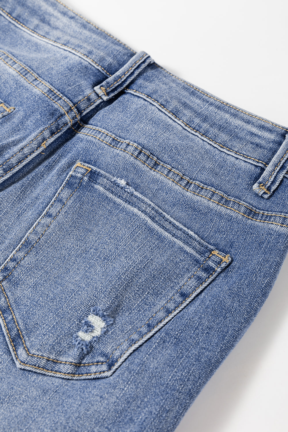Ashleigh Blue Distressed Raw Hem Straight Leg High Waist Jeans - Glimmer Road