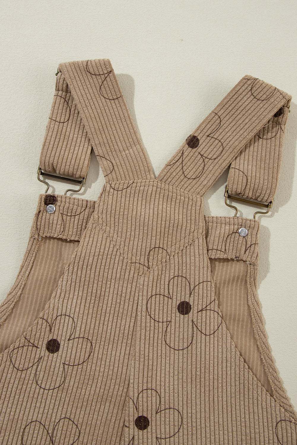 Khaki Flower Print Corduroy Overalls - Glimmer Road