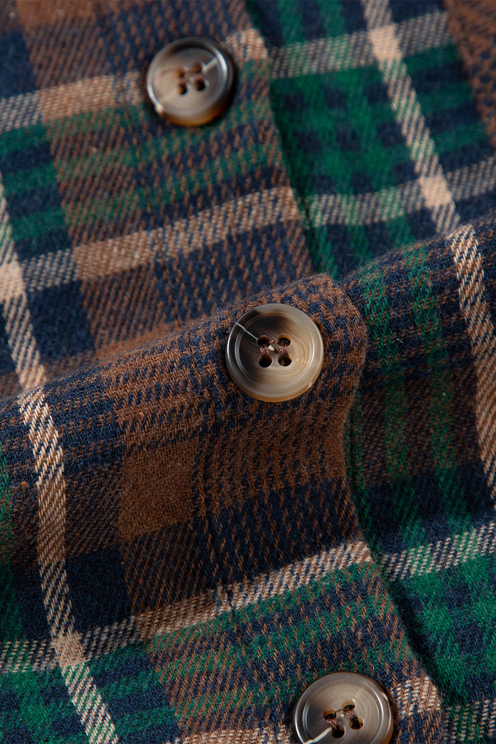 Brown Plaid Print Chest Pockets Buttoned Shirt Jacket - Glimmer Road